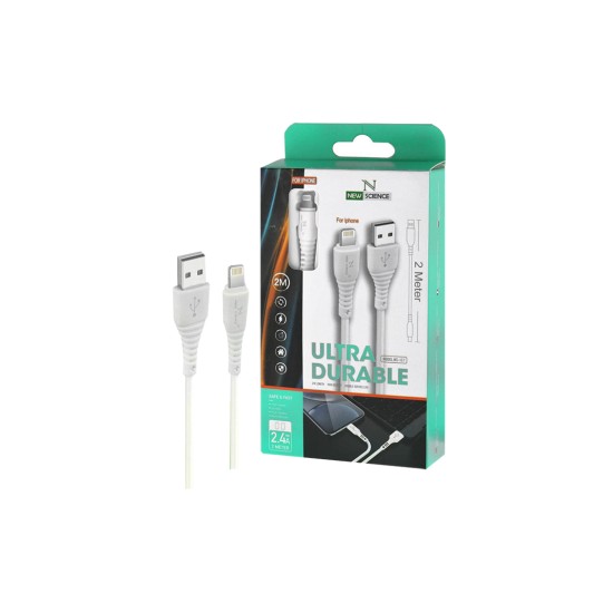 NEW SCIENCE FAST LIGHTNING CABLE NS-107 FOR IPHONE 2.4A 2M WHITE